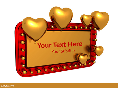 Golden Valentine Banner PowerPoint Template
